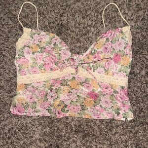 Princess Polly Pink Floral Lace Tank Top